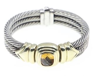 DAVID YURMAN STERLING SILVER 14K GOLD CITRINE BRACELET