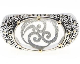 JOHN HARDY DIAMOND STERLING SILVER 18K GOLD BRACLET