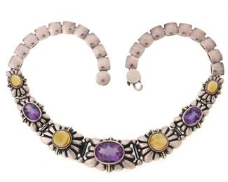 LAGOS CAVIAR STERLING 18K AMETHYST CITRINE NECKLACE