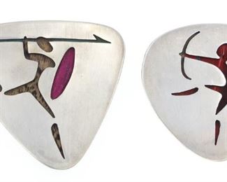 LOS CASTILLOS LA PLUMA TAXCO MODERNIST SILVER BROOCHES