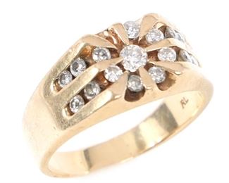 MENS 14K YELLOW DIAMOND FASHION RING
