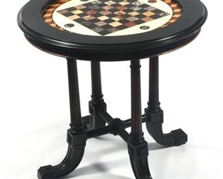 VICTORIAN CIRCULAR SPECIMEN MARBLE CHESS GAME TABLE