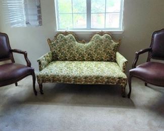 Antique Sofa and Leather Chairs 