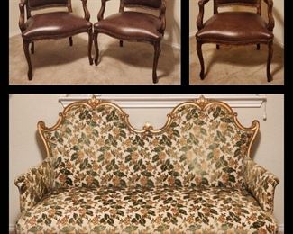 Vintage Arm Chairs & Antique Sofa