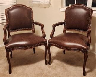 Louis XV Leather Arm Chairs