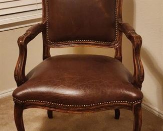 Louis XV Vintage Leather Arm Chair 