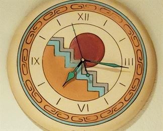 Vintage Handmade Native American Ceramic Clock by Michael Lewis 