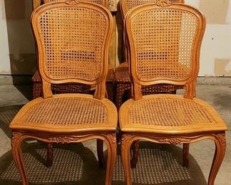 Vintage Wood Wicker Dining Chairs 