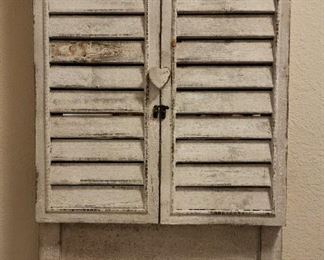 Rustic Double Shutter Door Wall Rack w/ Mirror 