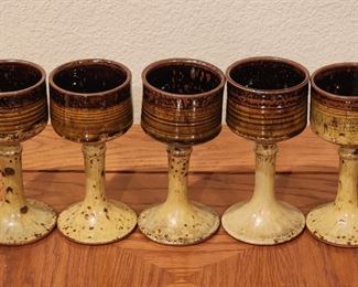 Vintage Stoneware Pottery Goblets