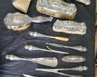 Rare Gorgeous and Sterling! Complete 19 pc Sterling Silver Dressing Set! Where else will you find such a complete Beautiful Set!?!