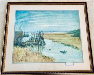 ELIZABETH ONEILL VERNER 
PENCIL SIGNATURE. “SHEM CREEK” 