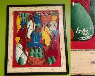 Signed Art  on Canvas Wood Framed 24-1/2” x 28-1/2” 