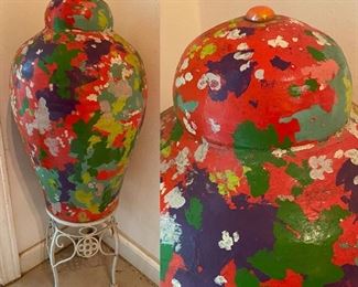 Hand Painted Large Decorative Ginger Jar