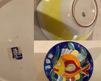 Vintage Large Pier 1 Pottery Pasta Bowl Fish Design 