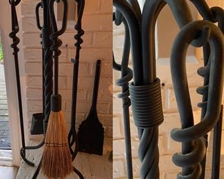 Cast Forged Iron Fireplace Set 