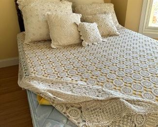 full mattress and box springs, antique headboard and footboard