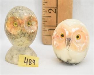 Carved alabaster owls