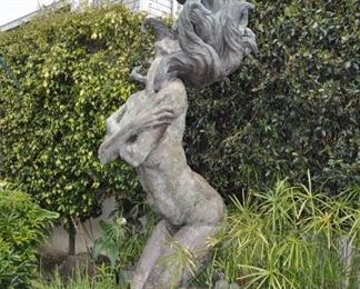 8 FOOT TALL BRONZE -  400lbs  -  1 OF 1  - Original art by Linda Elder. 
 Title:  CHUMASH WATER WOMAN -- "A HAN WA"