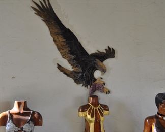 Asst. carved wood torsos and figures created by David Elder.