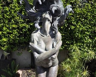 8 FOOT TALL BRONZE -  400lbs  -  1 OF 1  - Original art by Linda Elder. 
 Title:  CHUMASH WATER WOMAN -- "A HAN WA"