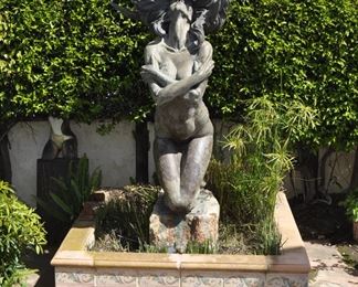 8 FOOT TALL BRONZE -  400lbs  -  1 OF 1  - Original art by Linda Elder. 
Title:  CHUMASH WATER WOMAN -- "A HAN WA"