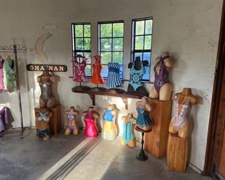 Asst. carved wood torsos and figures created by David Elder.