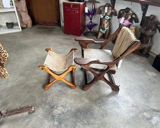 Mid Century Don Shoemaker lounge chair and ottoman