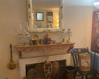 Vintage Chinoiserie Mirror, Antique Candelabras, Antique and vintage brass collectibles