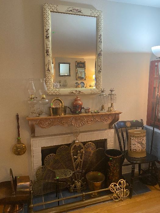 Vintage Chinoiserie Mirror, Antique Candelabras, Antique and vintage brass collectibles