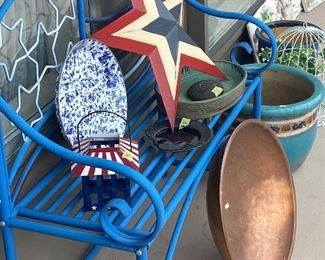 American Flag bench, Copper ware, decor