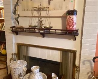 Vintage coffee table, antique washing set