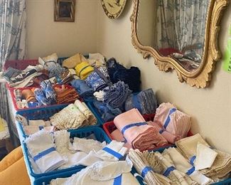 Vintage Linens, Antique Gilt Mirror