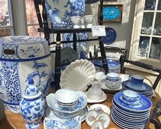 Blue and white ceramic items, Vintage Dining Set
