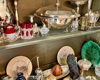 Misc plate and sterling candlesticks