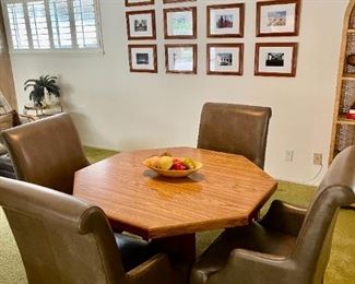 1970s/80s oak game table and four matching (recent) chairs