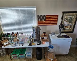 Kegerator and lots of beer brewing supplies!