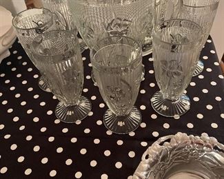 1940’s Iris pitcher and glasses