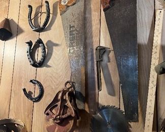 Pulleys , saws, horseshoes etc