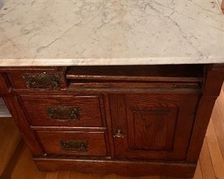 Oak and marble top washstand