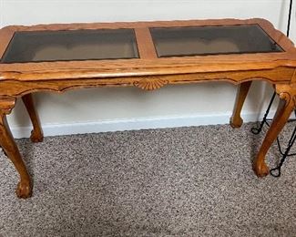Sofa table. Oak w glass top