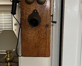 Antique Oak Wall Phone