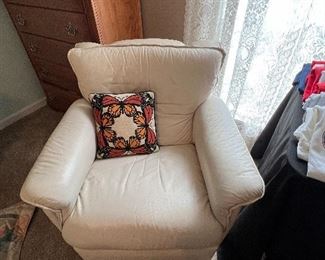 White Leather recliner rocker