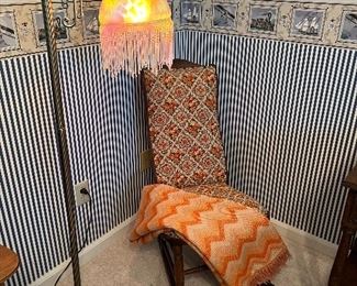 Early ladies rocker
Glass shade floor lamp
