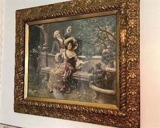 Victorian picture w gold gilt frame