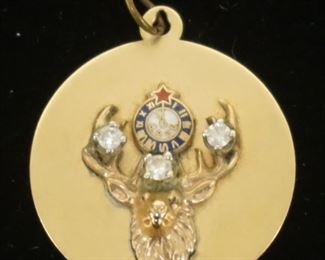 1003	14K GOLD ELKS LODGE CHARM, 2.8 DWT TOTAL WEIGHT W/STONES
