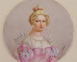 1033	HAND PAINTED ARTIST SIGNED PORCELAIN FIGURE OF WOMAN APPROXIMATELY 4 IN
