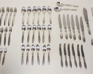 1054	GEORG JENSEN CACTUS PATTERN STERLING FLATWARE SET, 55 PIECES, 6 PLACE SETTINGS, INCLUDING SERVING PIECES, 89.3 OZT TOTAL WEIGHT
