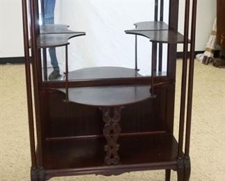 1108	MAHOGANY MIRROR BACK ETAGERE, APPROXIMATELY 34 IN X 15 IN X 59 IN HIGH
