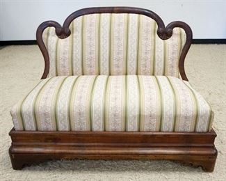 1109	EMPIRE MAHOGANY & UPHOLSTERED SETTEE, APPROXIMATELY 45 IN X 21 IN X 33 IN HIGH
